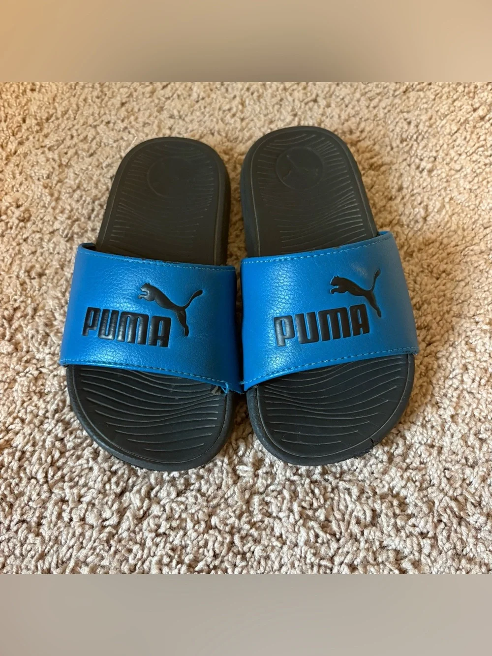 Puma Blue and Black Kids Slide Sandals size 12